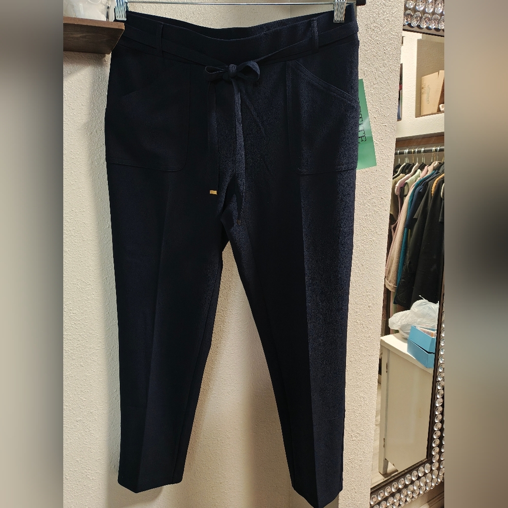 New York & Company Pants Navy Blue with Bow Strap 10